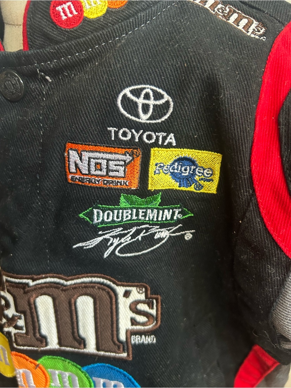 M&M'S Kyle Bush Kids Racing Jacket with Red and Multicolor Logos Size 3T - Picture 6 of 8